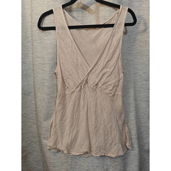 CP Shades Tops - CP Shades Sparkle Linen Tank Top Champagne Beige V-Neck Empire Waist Large